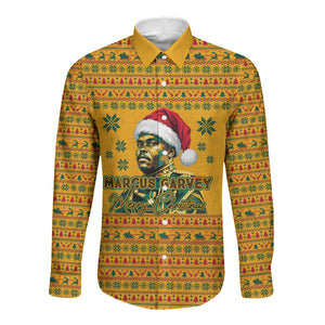 Marcus Garvey Christmas Long Sleeve Button Shirt Inspirational History Quote Ugly Knitted Pattern Festive