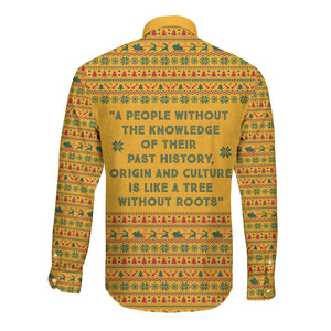 Marcus Garvey Christmas Long Sleeve Button Shirt Inspirational History Quote Ugly Knitted Pattern Festive