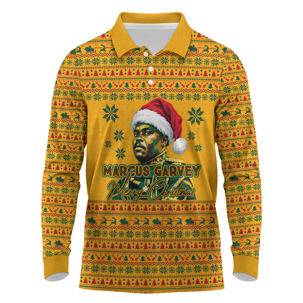 Marcus Garvey Christmas Long Sleeve Polo Shirt Inspirational History Quote Ugly Knitted Pattern Festive