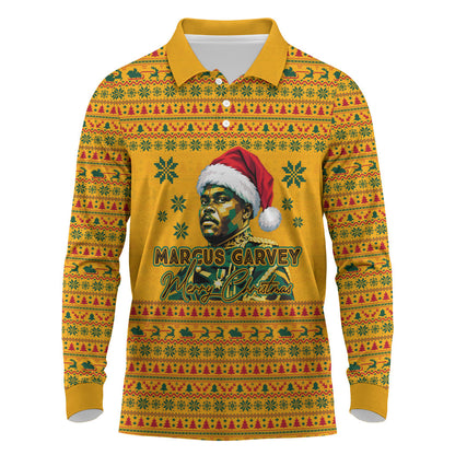 Marcus Garvey Christmas Long Sleeve Polo Shirt Inspirational History Quote Ugly Knitted Pattern Festive
