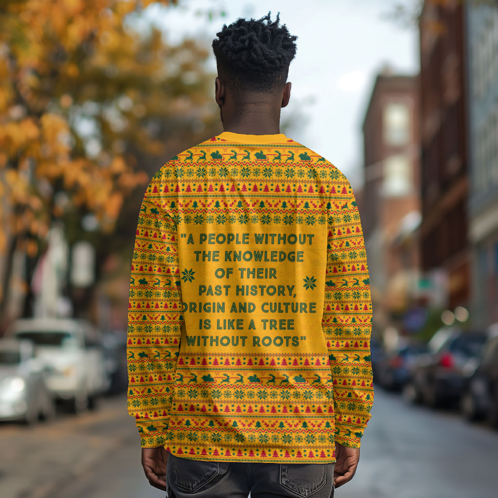 Marcus Garvey Christmas Long Sleeve Shirt Inspirational History Quote Ugly Knitted Pattern Festive