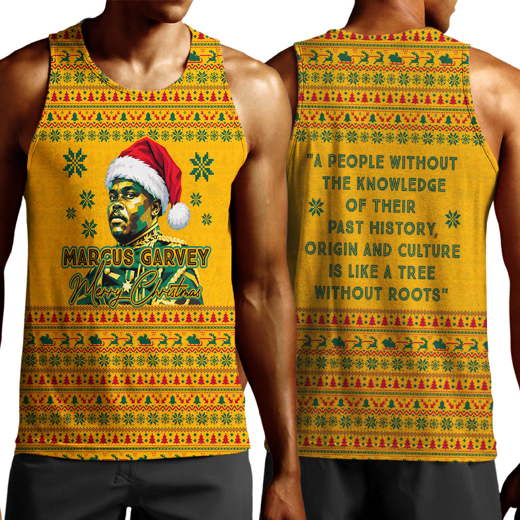 Marcus Garvey Christmas Men Tank Top Inspirational History Quote Ugly Knitted Pattern Festive