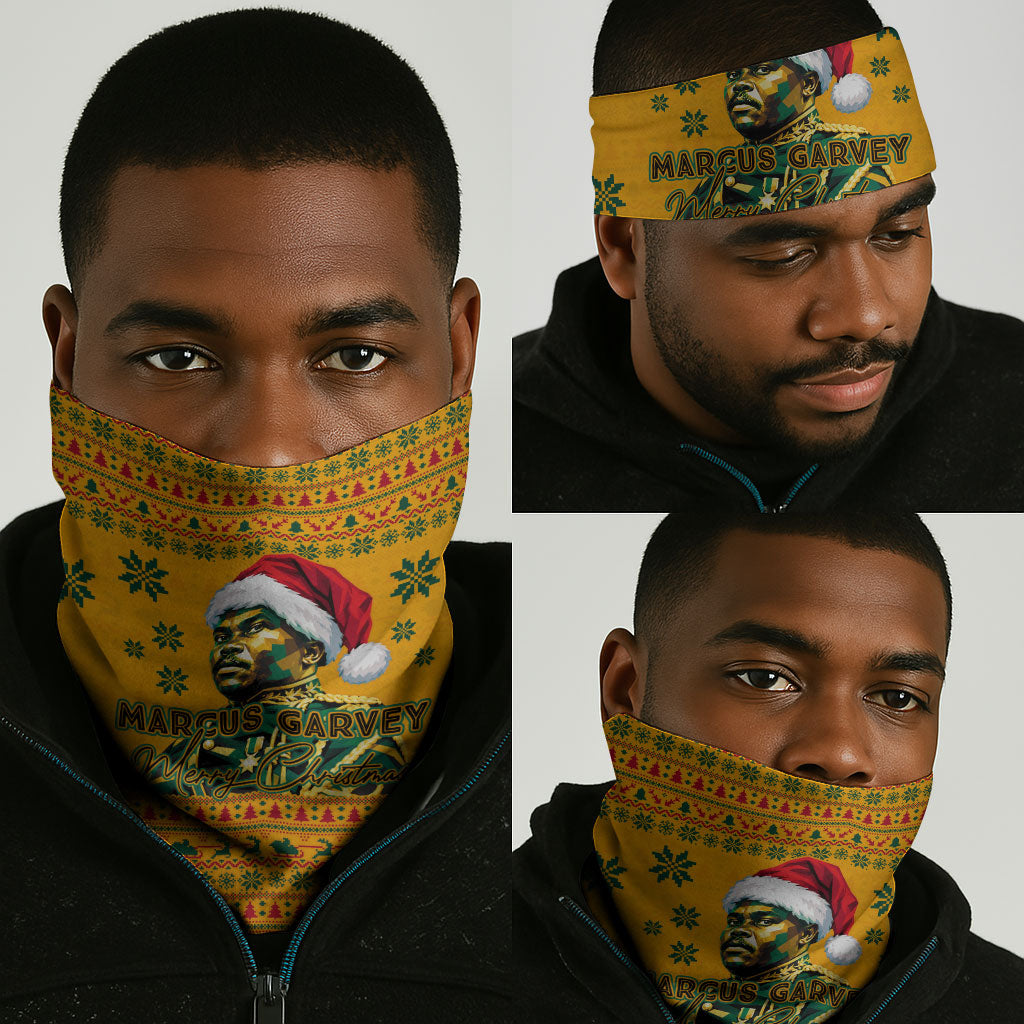 Marcus Garvey Christmas Neck Gaiter Inspirational History Quote Ugly Knitted Pattern Festive