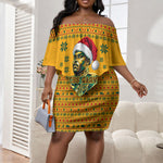 Marcus Garvey Christmas Off Shoulder Short Dress Inspirational History Quote Ugly Knitted Pattern Festive