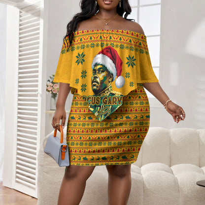 Marcus Garvey Christmas Off Shoulder Short Dress Inspirational History Quote Ugly Knitted Pattern Festive
