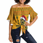 Marcus Garvey Christmas Off Shoulder Wrap Waist Top Inspirational History Quote Ugly Knitted Pattern Festive