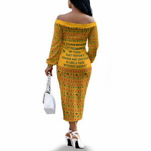 Marcus Garvey Christmas Off The Shoulder Long Sleeve Dress Inspirational History Quote Ugly Knitted Pattern Festive