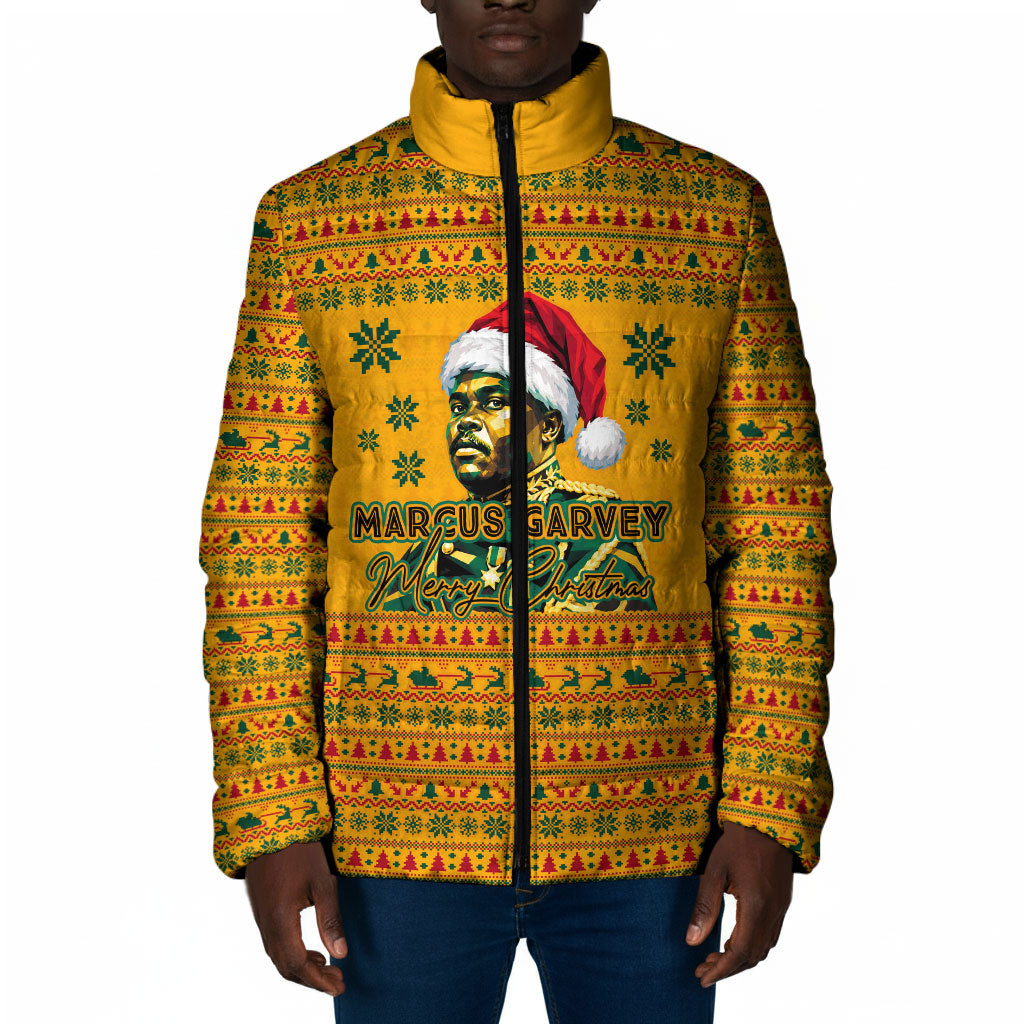 Marcus Garvey Christmas Padded Jacket Inspirational History Quote Ugly Knitted Pattern Festive