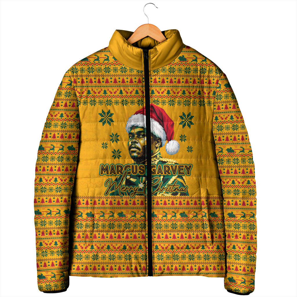 Marcus Garvey Christmas Padded Jacket Inspirational History Quote Ugly Knitted Pattern Festive
