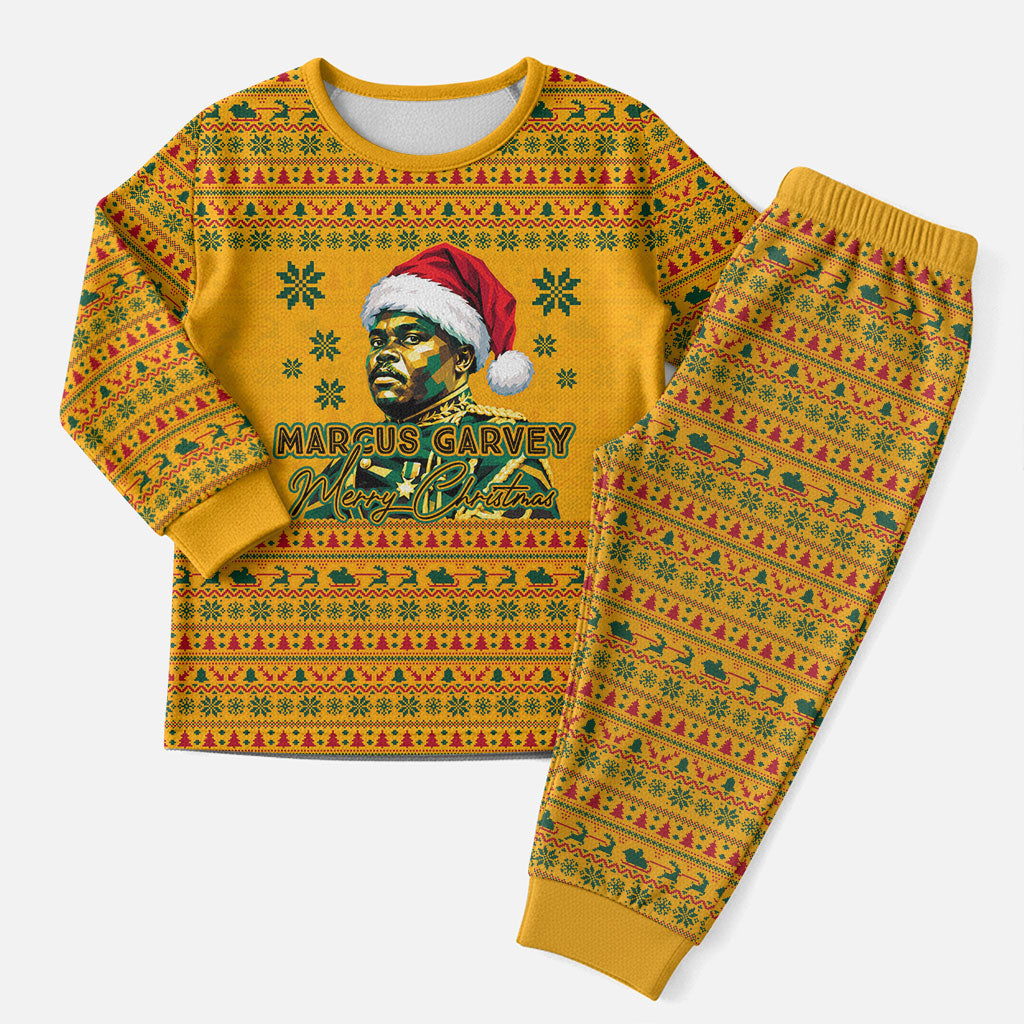 Marcus Garvey Christmas Pajama Set Inspirational History Quote Ugly Knitted Pattern Festive