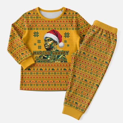 Marcus Garvey Christmas Pajama Set Inspirational History Quote Ugly Knitted Pattern Festive