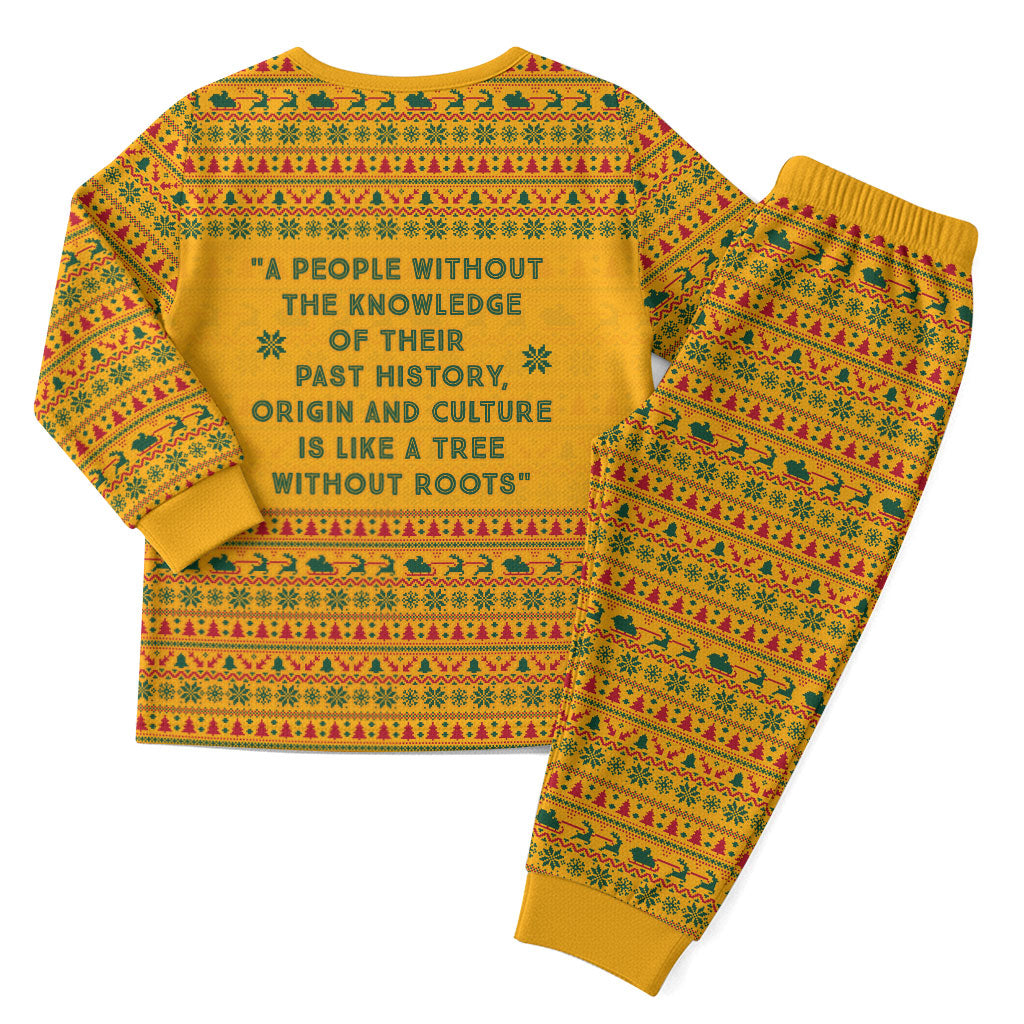 Marcus Garvey Christmas Pajama Set Inspirational History Quote Ugly Knitted Pattern Festive