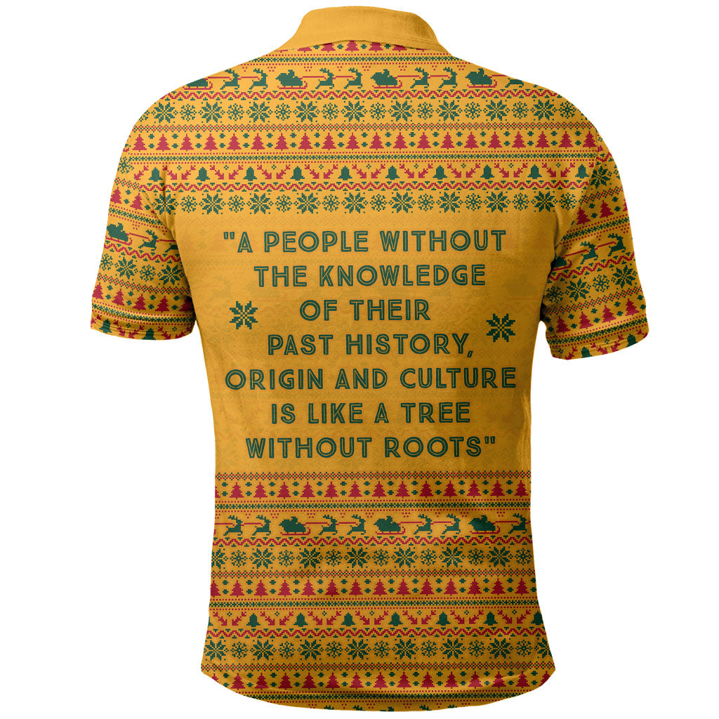 Marcus Garvey Christmas Polo Shirt Inspirational History Quote Ugly Knitted Pattern Festive