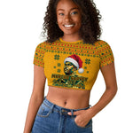 Marcus Garvey Christmas Raglan Cropped T shirt Inspirational History Quote Ugly Knitted Pattern Festive
