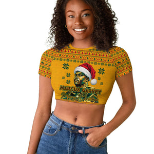 Marcus Garvey Christmas Raglan Cropped T shirt Inspirational History Quote Ugly Knitted Pattern Festive