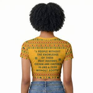 Marcus Garvey Christmas Raglan Cropped T shirt Inspirational History Quote Ugly Knitted Pattern Festive