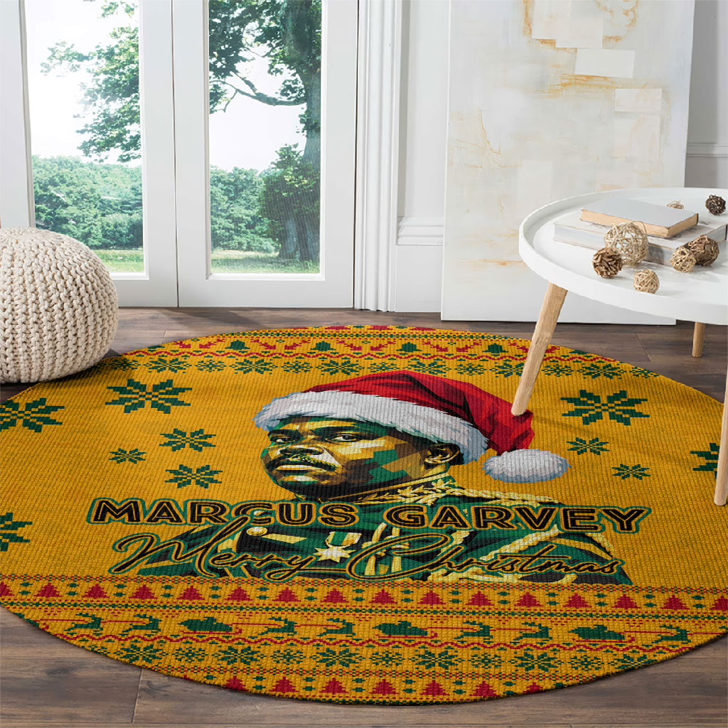 Marcus Garvey Christmas Round Carpet Inspirational History Quote Ugly Knitted Pattern Festive