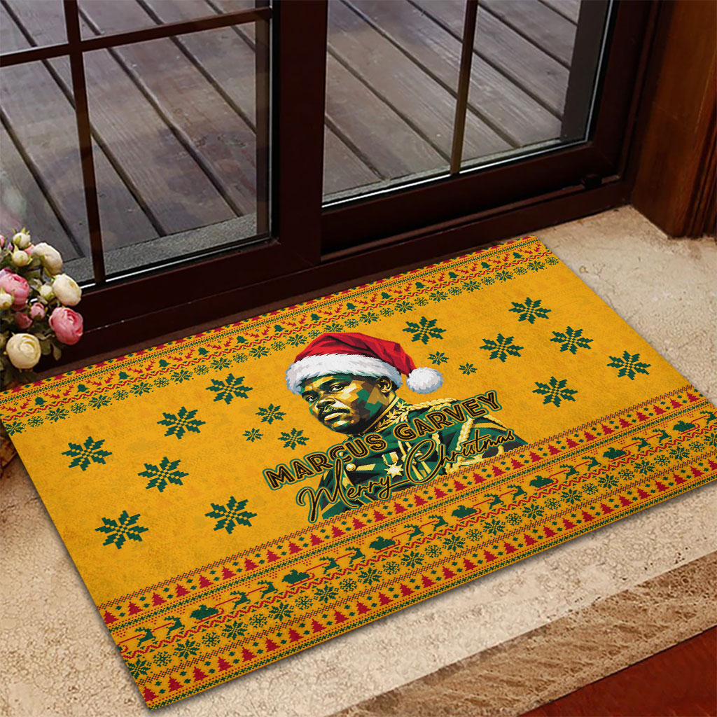 Marcus Garvey Christmas Rubber Doormat Inspirational History Quote Ugly Knitted Pattern Festive