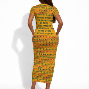 Marcus Garvey Christmas Short Sleeve Bodycon Dress Inspirational History Quote Ugly Knitted Pattern Festive
