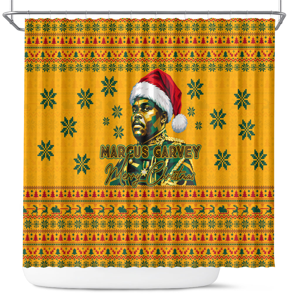 Marcus Garvey Christmas Shower Curtain Inspirational History Quote Ugly Knitted Pattern Festive