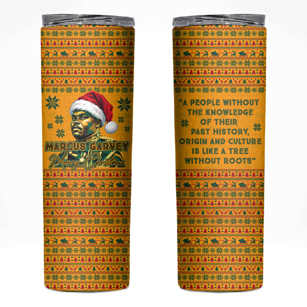 Marcus Garvey Christmas Skinny Tumbler Inspirational History Quote Ugly Knitted Pattern Festive