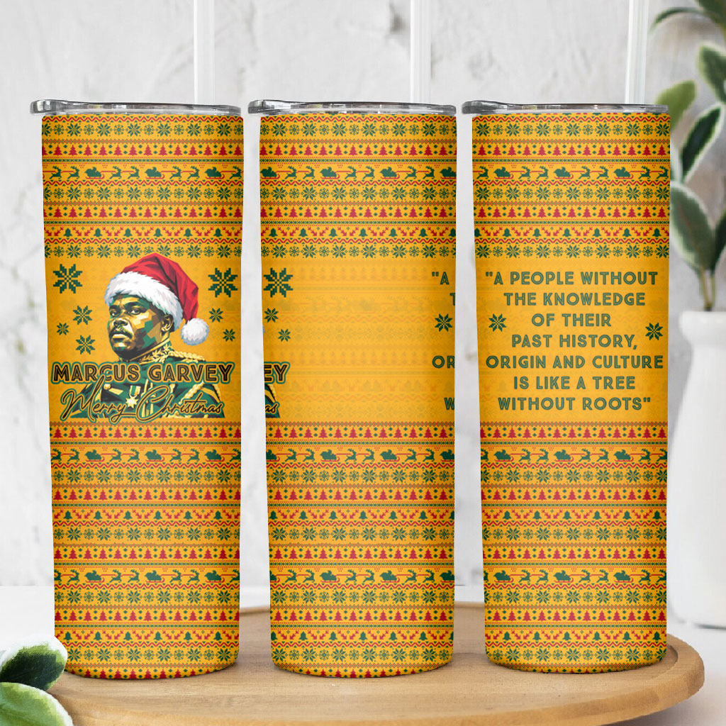 Marcus Garvey Christmas Skinny Tumbler Inspirational History Quote Ugly Knitted Pattern Festive