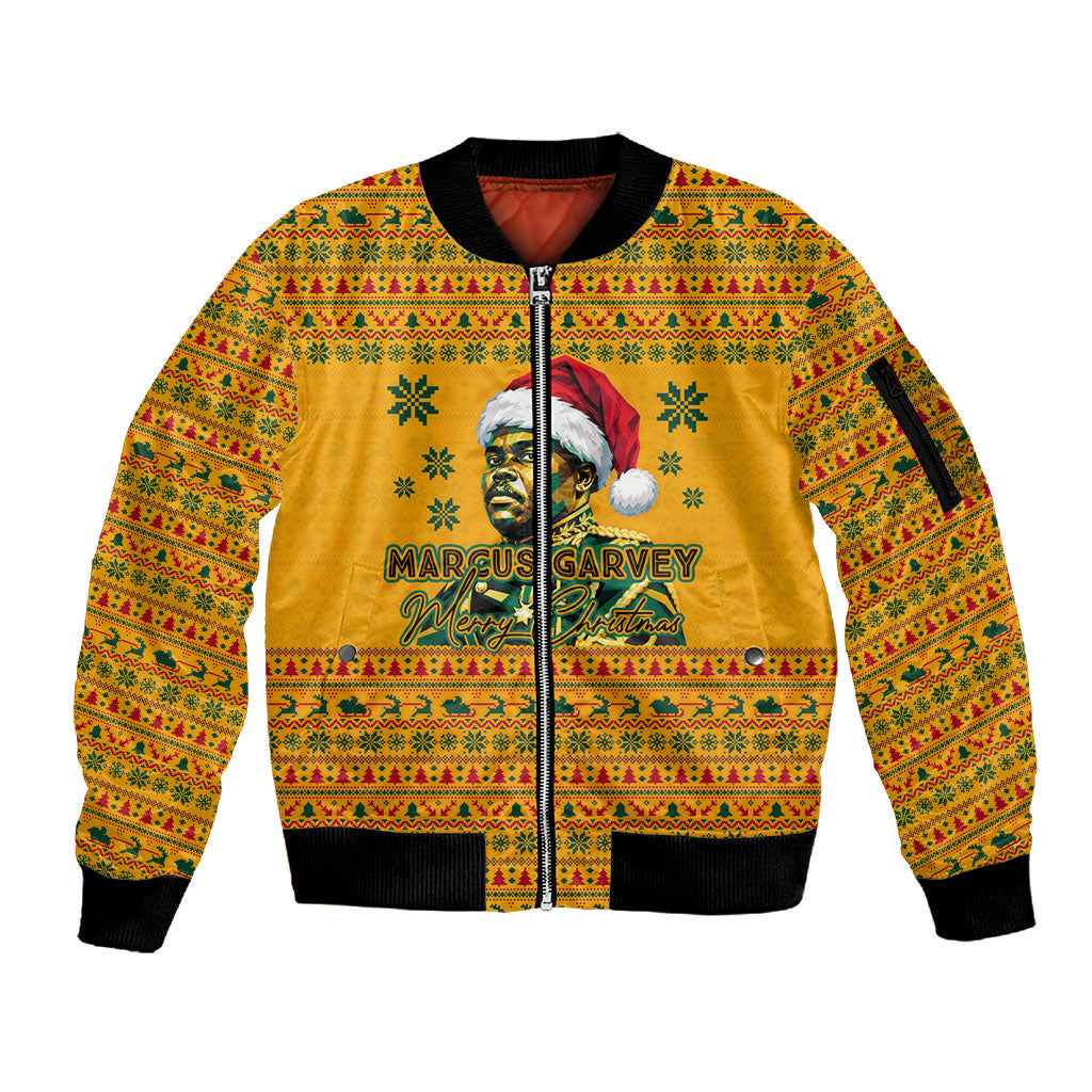 Marcus Garvey Christmas Sleeve Zip Bomber Jacket Inspirational History Quote Ugly Knitted Pattern Festive