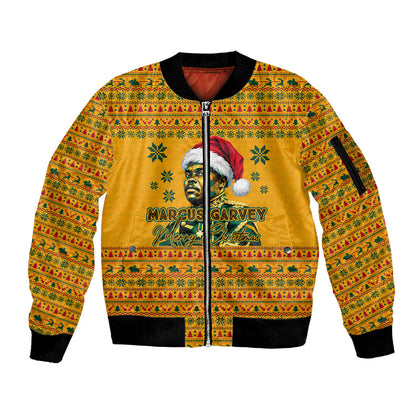 Marcus Garvey Christmas Sleeve Zip Bomber Jacket Inspirational History Quote Ugly Knitted Pattern Festive