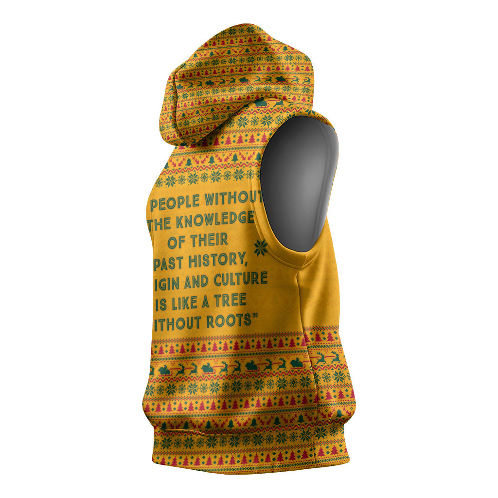 Marcus Garvey Christmas Sleeveless Hoodie Inspirational History Quote Ugly Knitted Pattern Festive