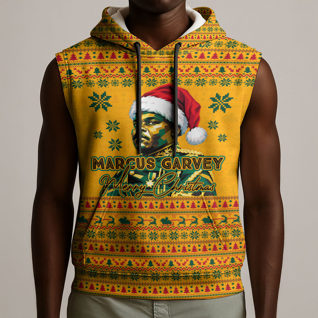 Marcus Garvey Christmas Sleeveless Hoodie Inspirational History Quote Ugly Knitted Pattern Festive