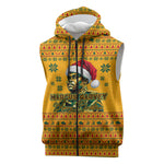 Marcus Garvey Christmas Sleeveless Zip Hoodie Inspirational History Quote Ugly Knitted Pattern Festive