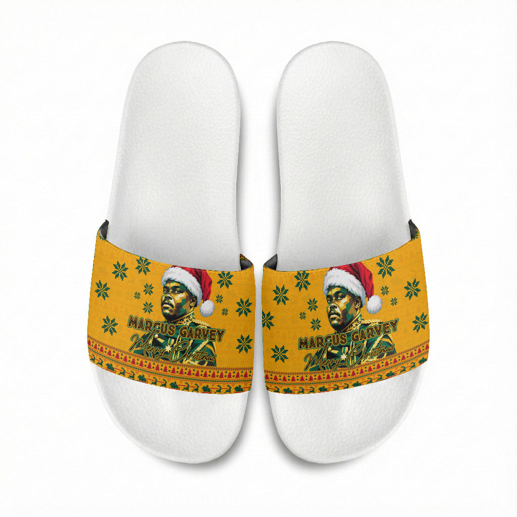 Marcus Garvey Christmas Slide Sandals Inspirational History Quote Ugly Knitted Pattern Festive