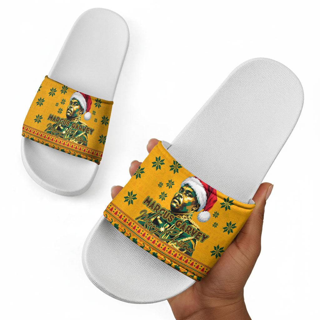 Marcus Garvey Christmas Slide Sandals Inspirational History Quote Ugly Knitted Pattern Festive
