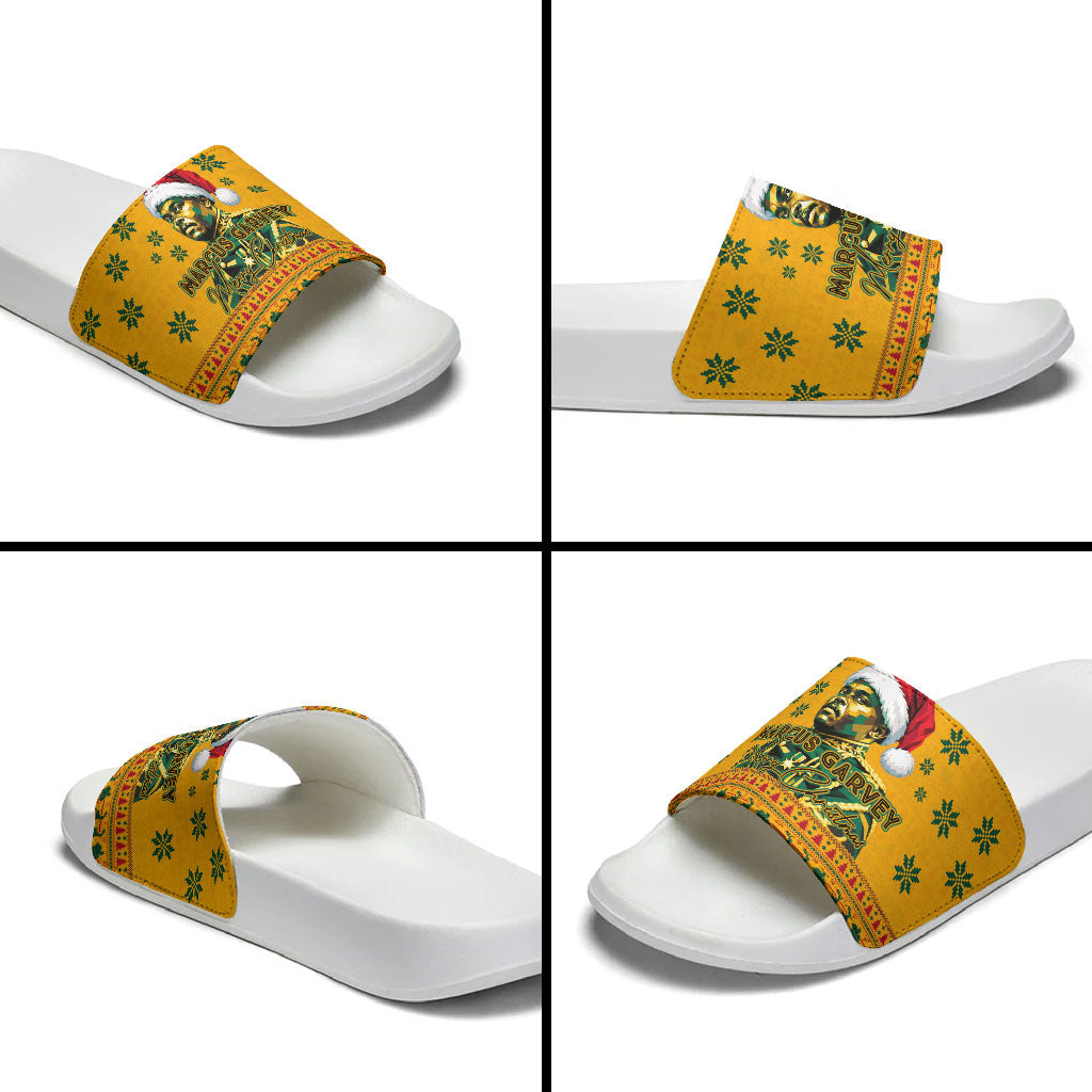 Marcus Garvey Christmas Slide Sandals Inspirational History Quote Ugly Knitted Pattern Festive