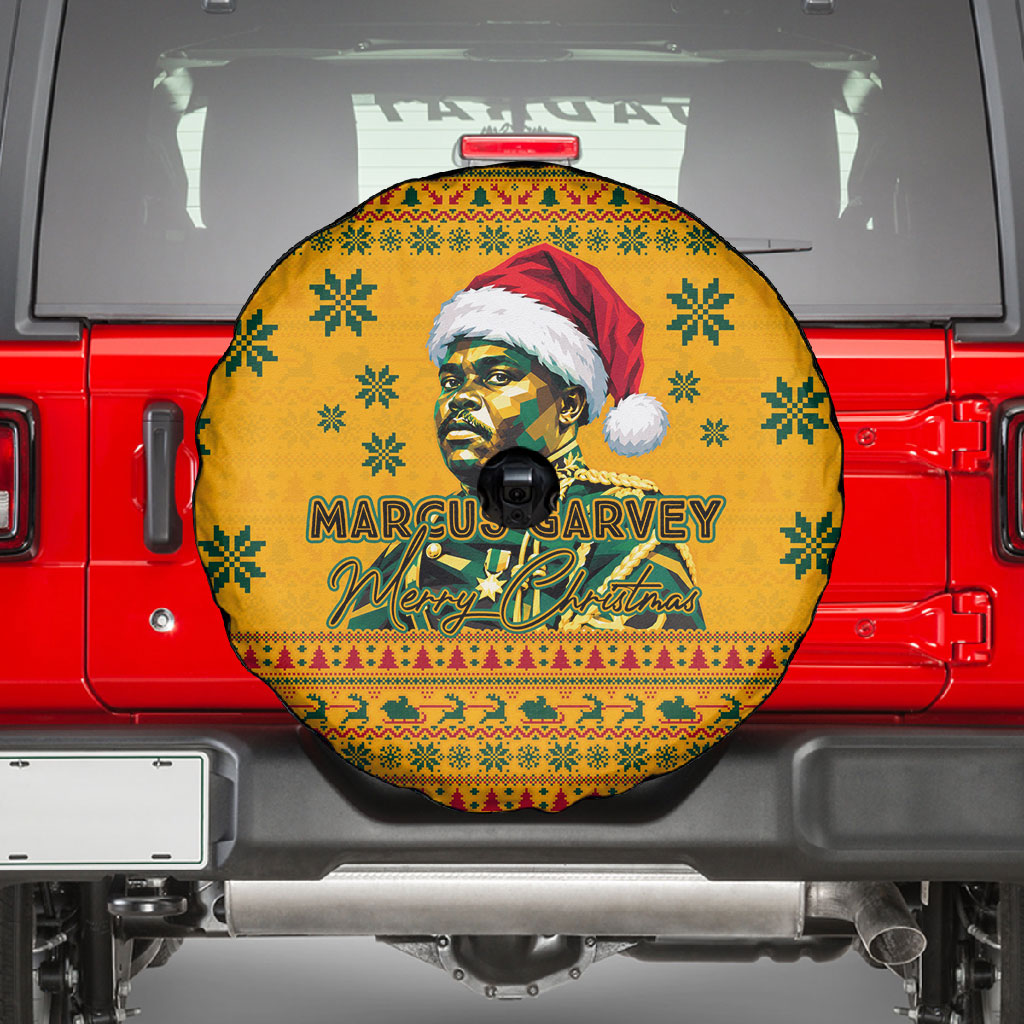Marcus Garvey Christmas Spare Tire Cover Inspirational History Quote Ugly Knitted Pattern Festive