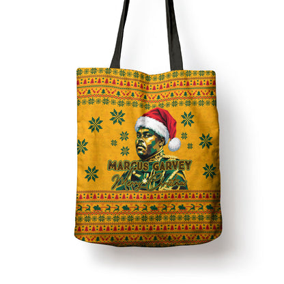 Marcus Garvey Christmas Tote Bag Inspirational History Quote Ugly Knitted Pattern Festive