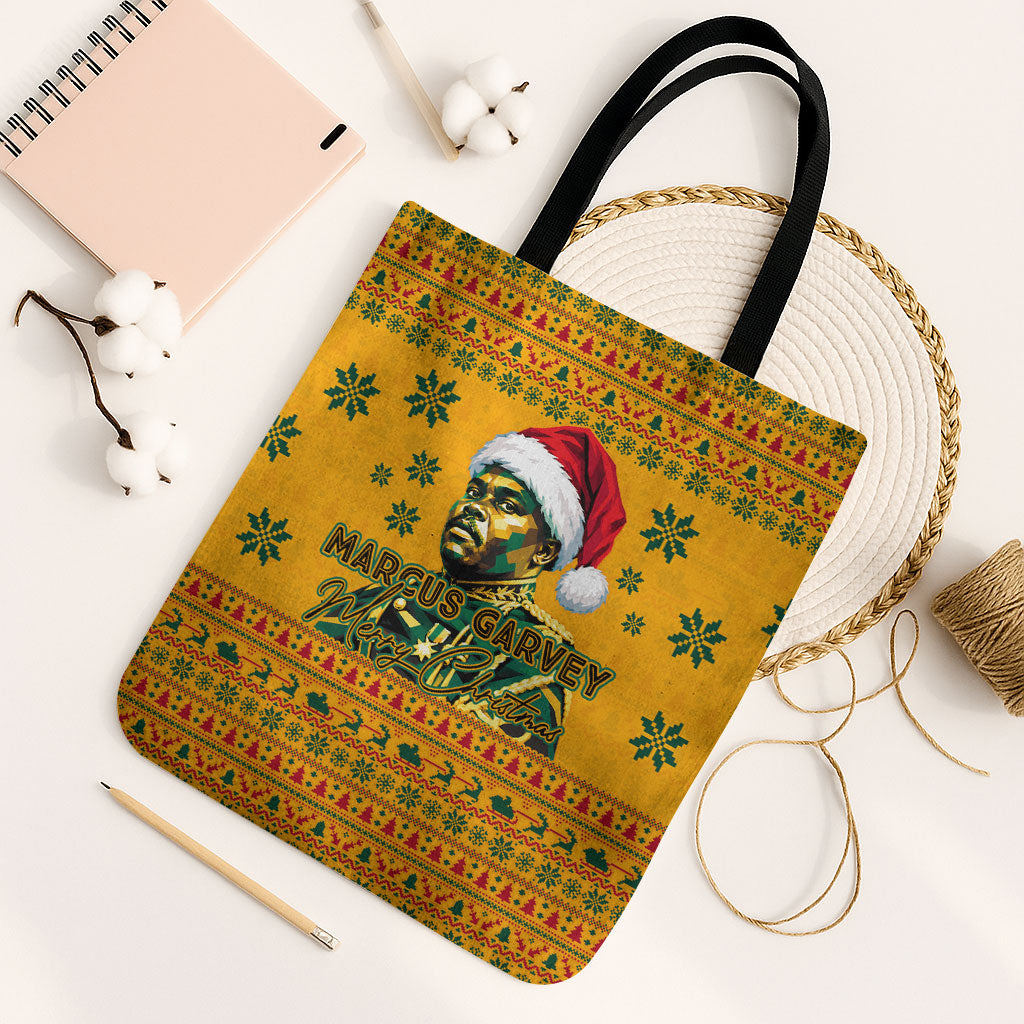Marcus Garvey Christmas Tote Bag Inspirational History Quote Ugly Knitted Pattern Festive
