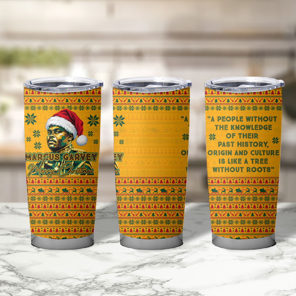 Marcus Garvey Christmas Tumbler Cup Inspirational History Quote Ugly Knitted Pattern Festive