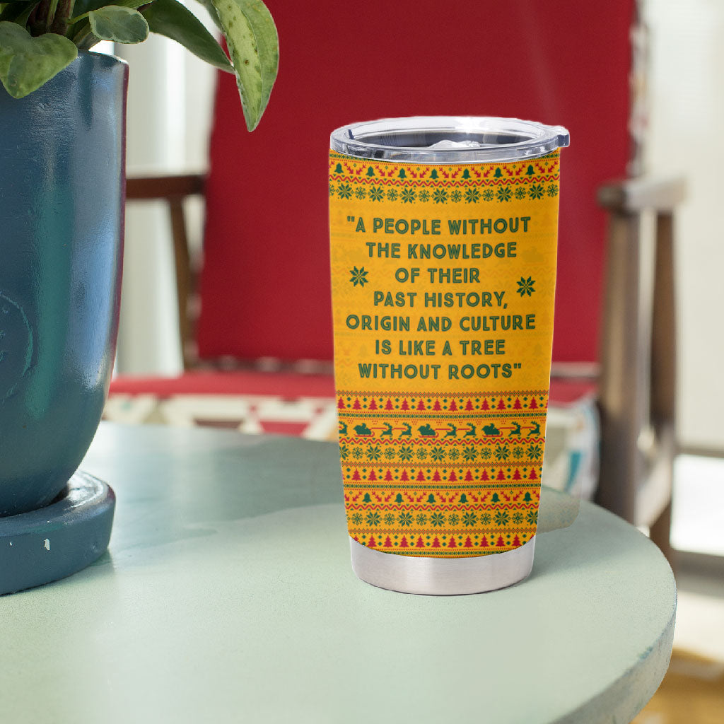 Marcus Garvey Christmas Tumbler Cup Inspirational History Quote Ugly Knitted Pattern Festive