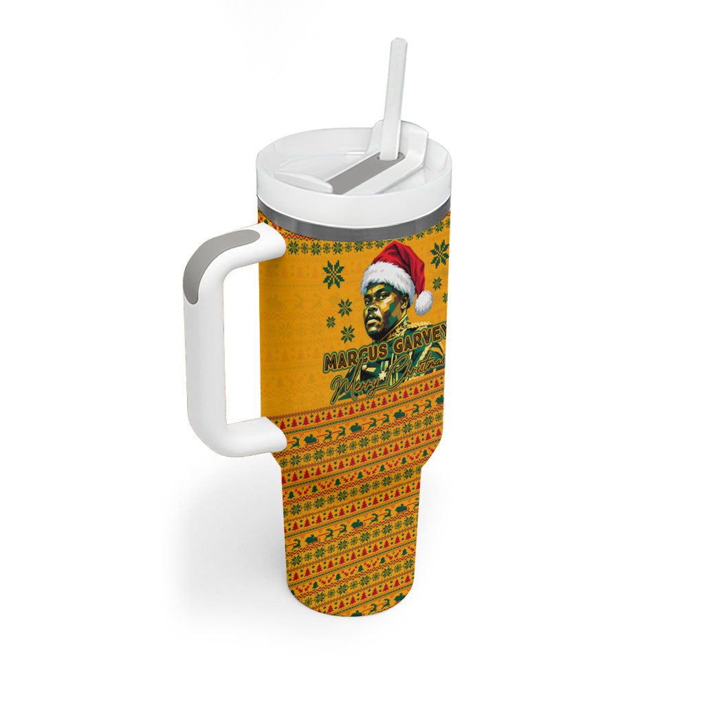 Marcus Garvey Christmas Tumbler With Handle Inspirational History Quote Ugly Knitted Pattern Festive
