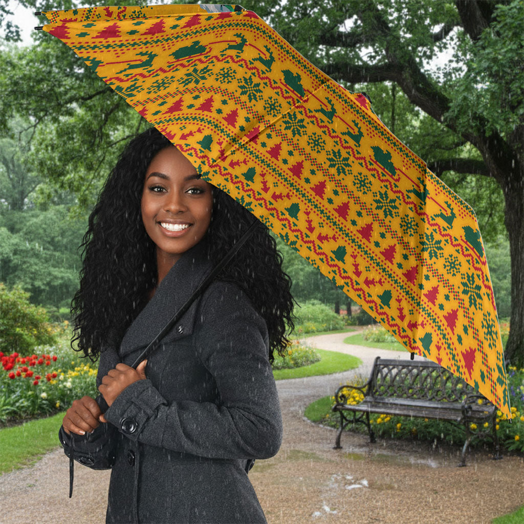 Marcus Garvey Christmas Umbrella Inspirational History Quote Ugly Knitted Pattern Festive