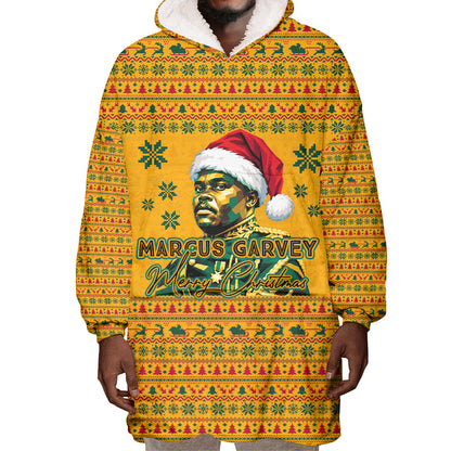 Marcus Garvey Christmas Wearable Blanket Hoodie Inspirational History Quote Ugly Knitted Pattern Festive