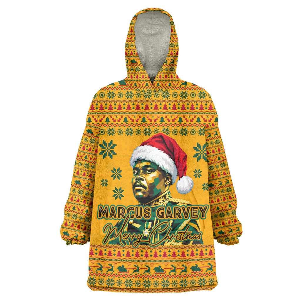 Marcus Garvey Christmas Wearable Blanket Hoodie Inspirational History Quote Ugly Knitted Pattern Festive