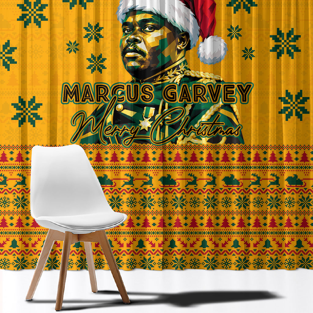 Marcus Garvey Christmas Window Curtain Inspirational History Quote Ugly Knitted Pattern Festive
