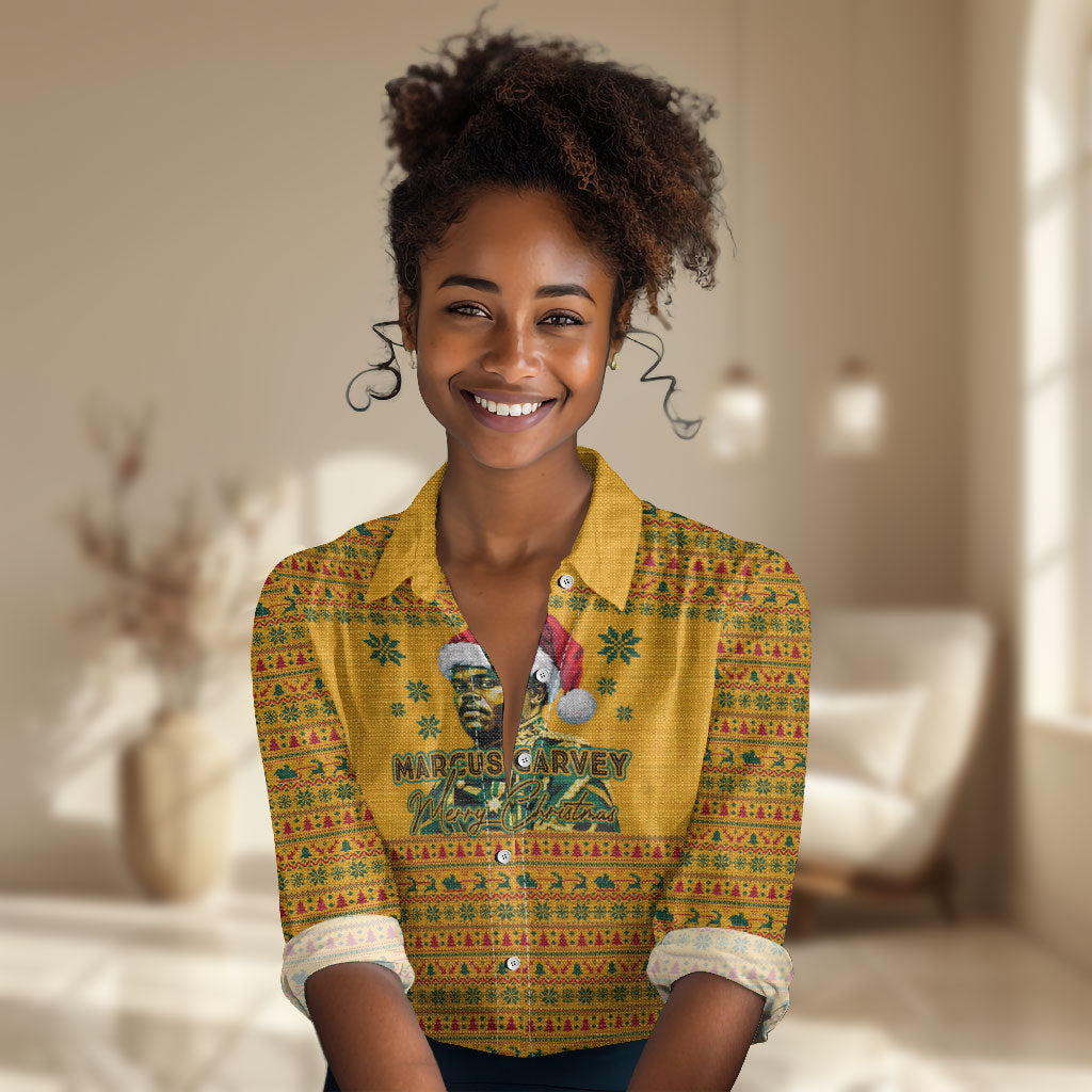 Marcus Garvey Christmas Women Casual Shirt Inspirational History Quote Ugly Knitted Pattern Festive
