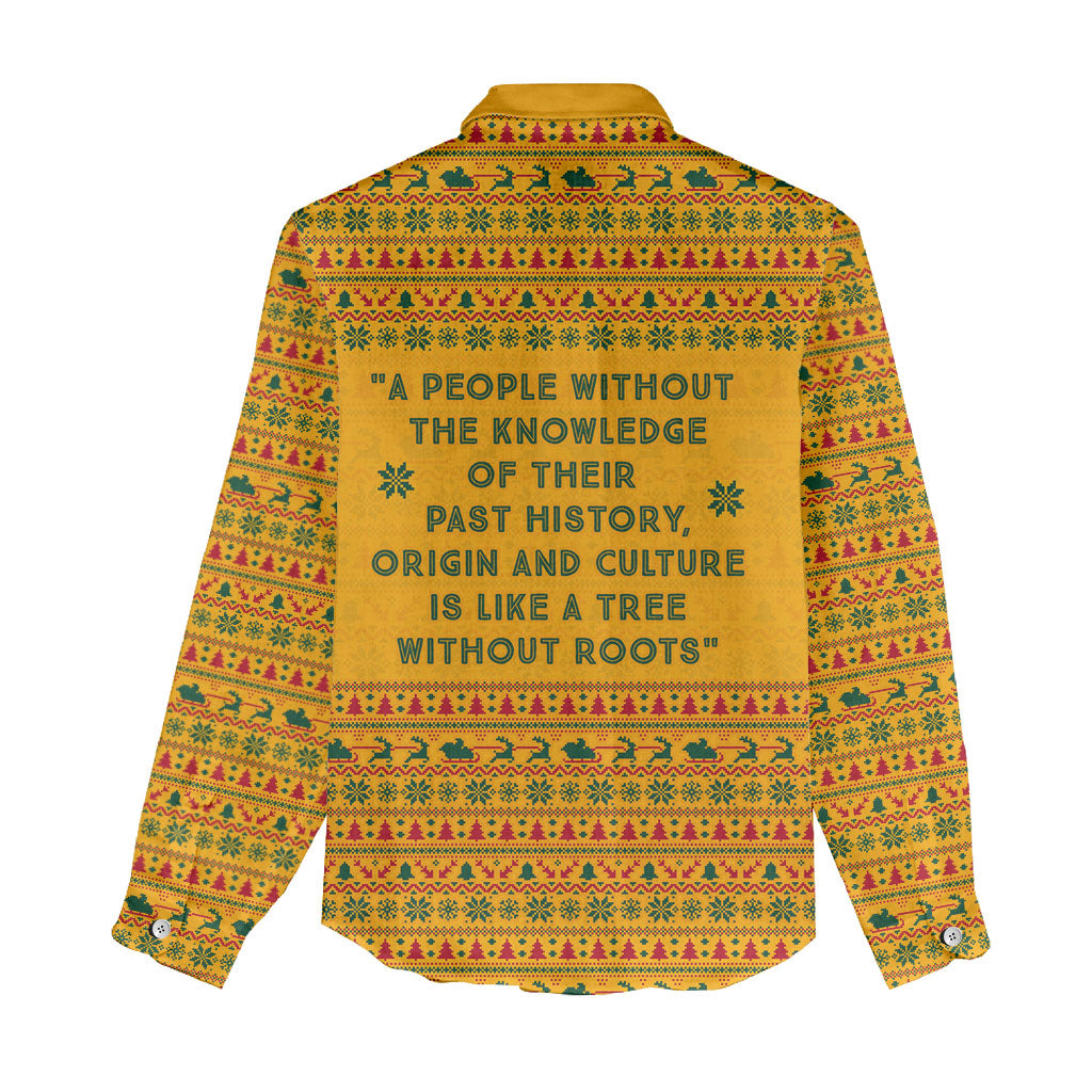 Marcus Garvey Christmas Women Casual Shirt Inspirational History Quote Ugly Knitted Pattern Festive