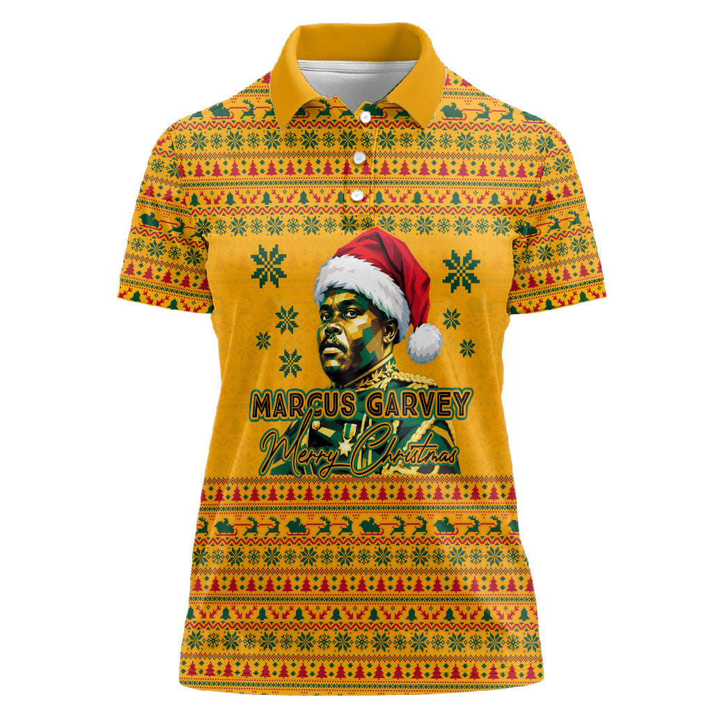 Marcus Garvey Christmas Women Polo Shirt Inspirational History Quote Ugly Knitted Pattern Festive