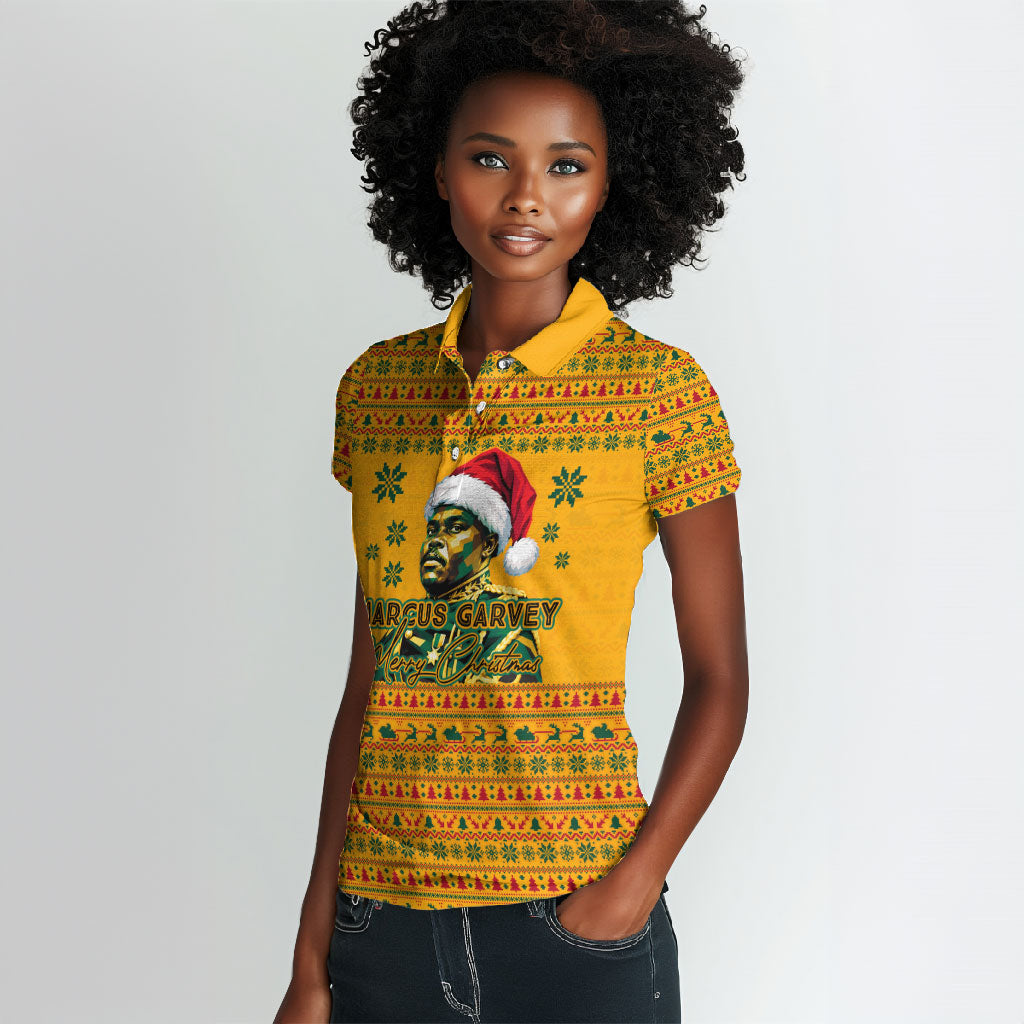 Marcus Garvey Christmas Women Polo Shirt Inspirational History Quote Ugly Knitted Pattern Festive
