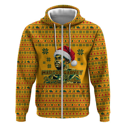 Marcus Garvey Christmas Zip Hoodie Inspirational History Quote Ugly Knitted Pattern Festive
