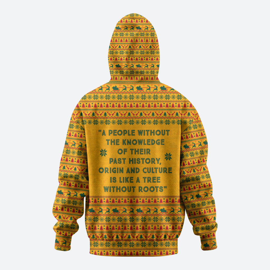 Marcus Garvey Christmas Zip Hoodie Inspirational History Quote Ugly Knitted Pattern Festive